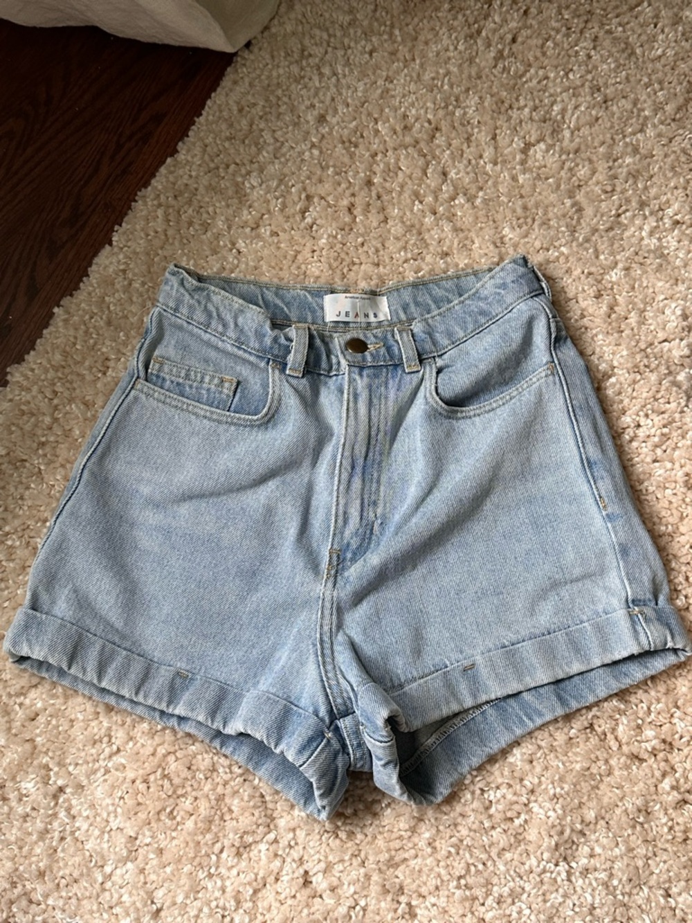 American Apparel Light Wash High-Waisted Denim Shorts